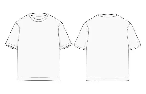 Vector illustration of T-shirt fashion technical drawing template