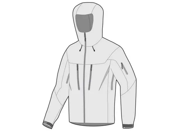 Vector illustration of Hardshell Jacket Vector Angled View Fashion Design Illustration Template
