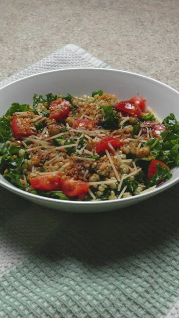 Italian Salad - Kale, Chickpea, Couscous, Balsamic Vinaigrette, Panko, and Parmesan - Vertical