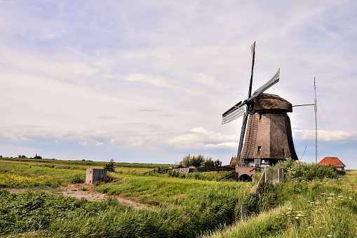 Photograph of a Classic Vintage Windmill in Holland