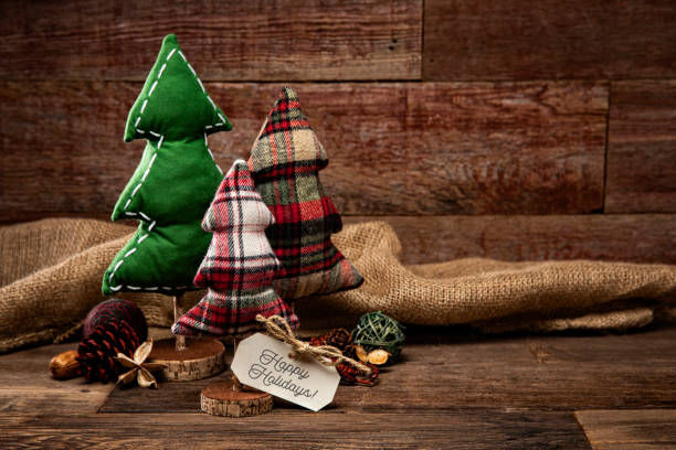 istock Christmas tree decorations on a retro wood background 1823238616