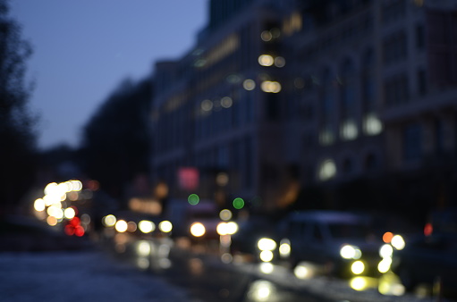 night time in the city with defocused lights.