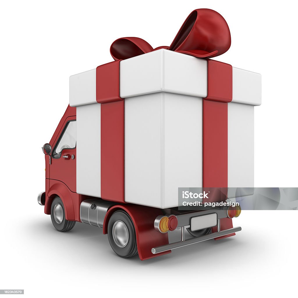 Czerwone pudełko na prezent Furgonetka dostawcza - Zbiór zdjęć royalty-free (Furgonetka dostawcza)
