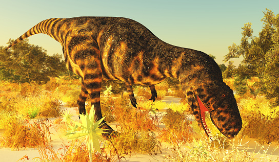 Dinosaur fossil simulator excavation in sand for education and learning