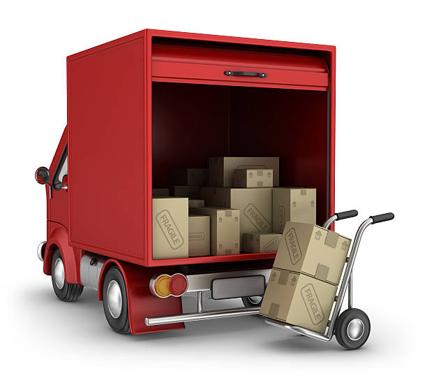 la livraison - truck delivery van isolated freight transportation photos et images de collection