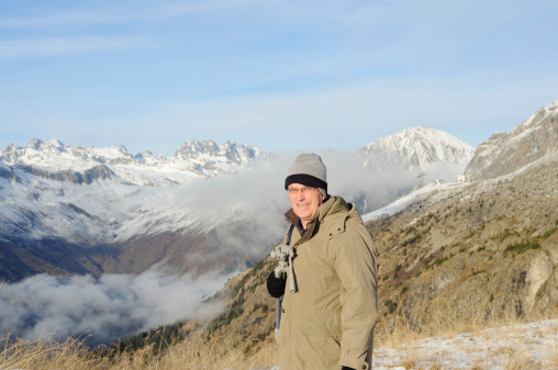 senior man in the French Alps