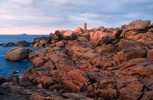 Lighthouse at Perros-Guirec stock photo