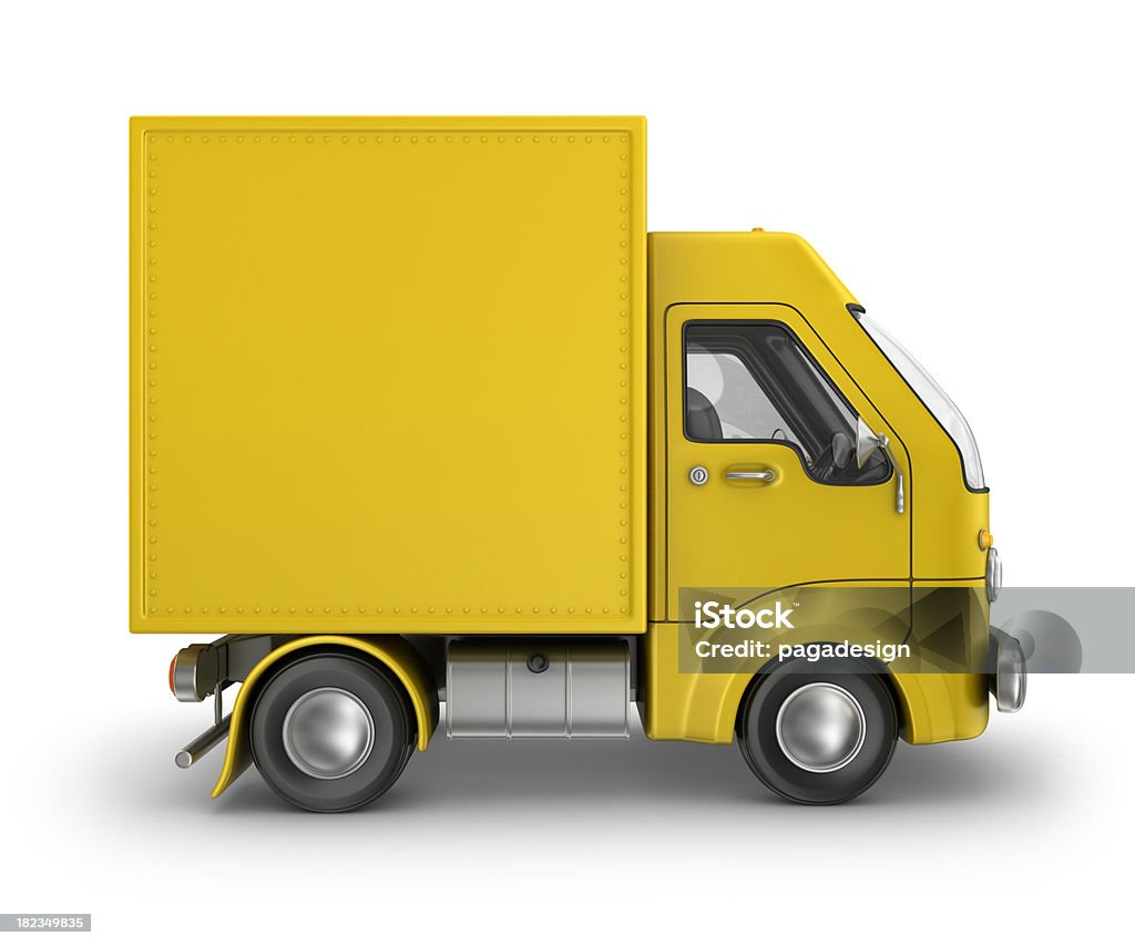 yellow container delivery van  Three Dimensional Stock Photo