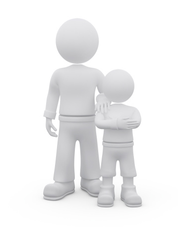 Family concept. Father and son. Isolated on white background with soft shadows. XXXL 3D rendered image.