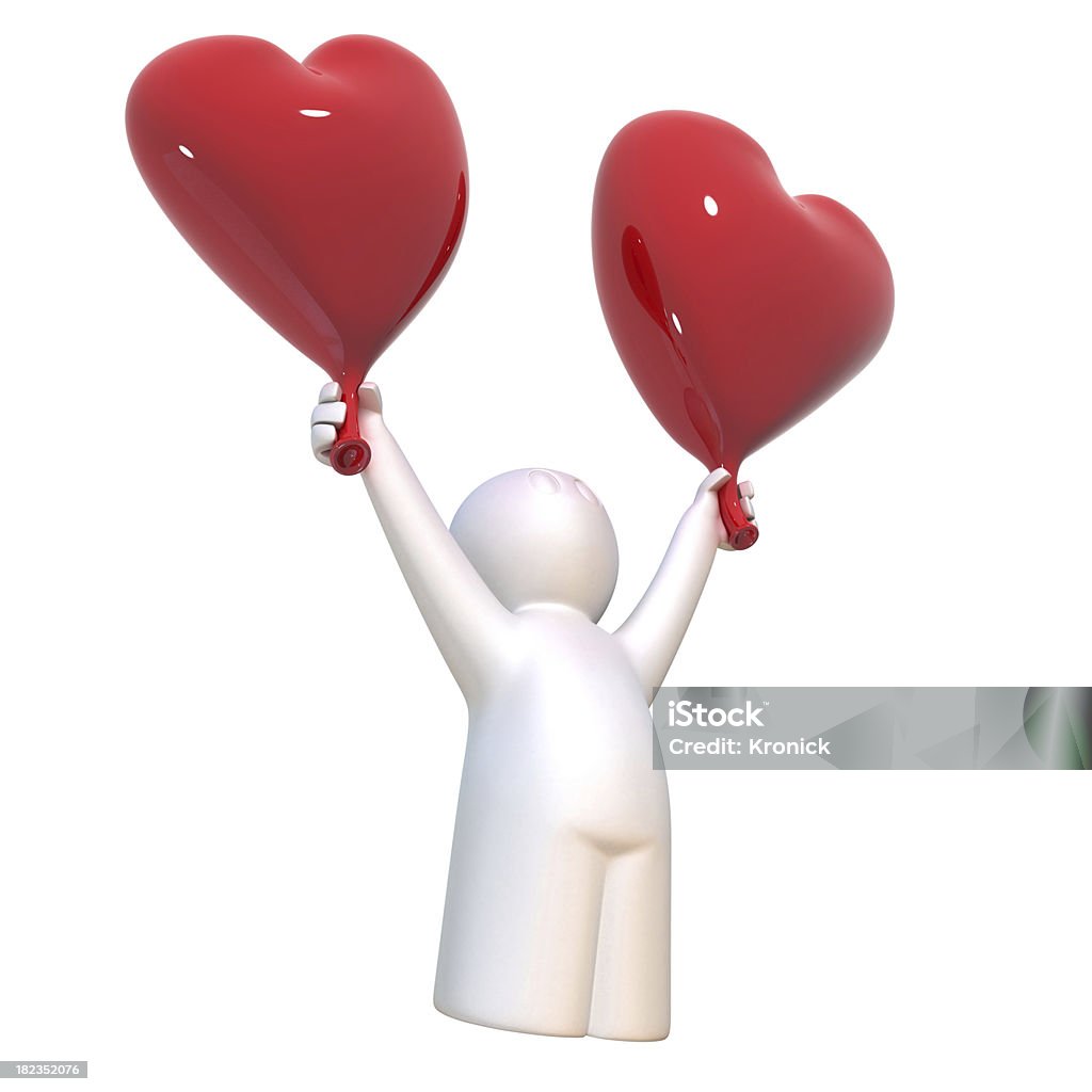 love inspire "3d man flying on heart balloons on white background, isolated" Balloon Stock Photo