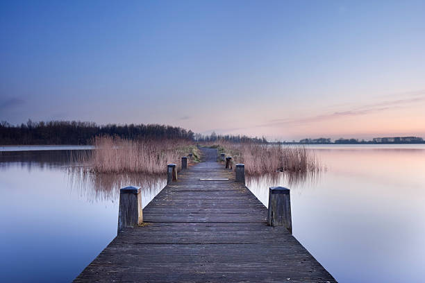 istock Boardwalk on a lake at dawn in The Netherlands 182352111