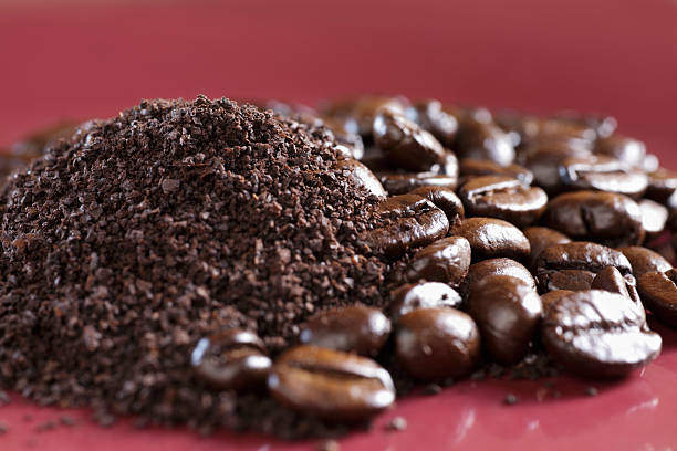 Ground & Whole Coffee Beans stock photo