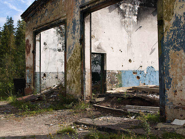 istock Ruins of the burned down building 182352982