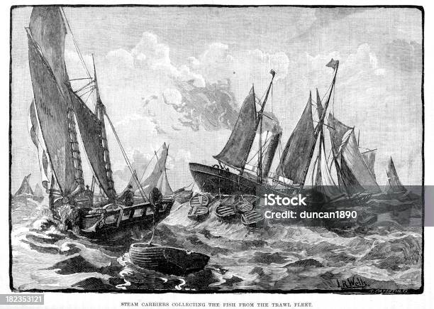 Victorian Fischereiflotte Stock Vektor Art und mehr Bilder von 1880-1889 - 1880-1889, 19. Jahrhundert, Alt