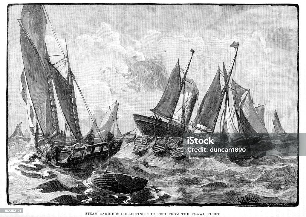 Victorian floty rybackiej - Zbiór ilustracji royalty-free (1880-1889)