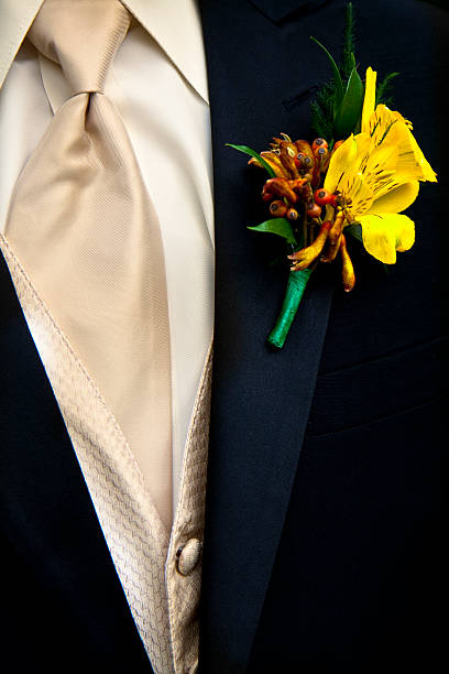 istock Yellow Alstromeria Corsage on Groom 182353200