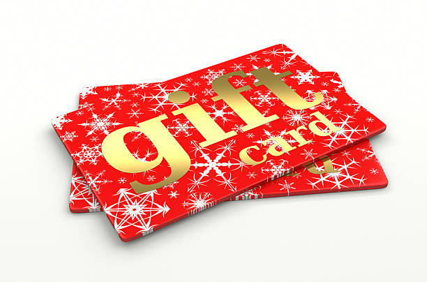 Christmas/Winter Gift Cards. Christmas Sale Concept. 3D Render.