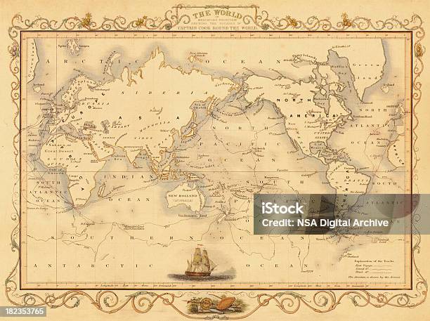 World Map From 1851 Stock Illustration - Download Image Now - World Map, Old, Map