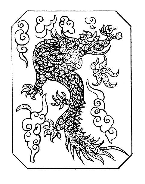 중국 알무데나 coat of arms - asian culture bamboo zen like red stock illustrations