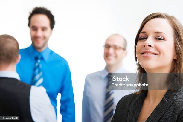 Foto de Equipe De Negóciosmulher Na Frente e mais fotos de stock de Adulto - Adulto, Autoconfiança, Azul