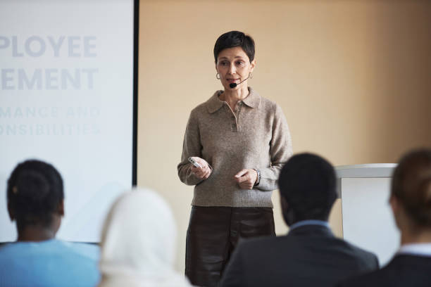 istock Confident professional standing in front of audience during presentation 1823543504