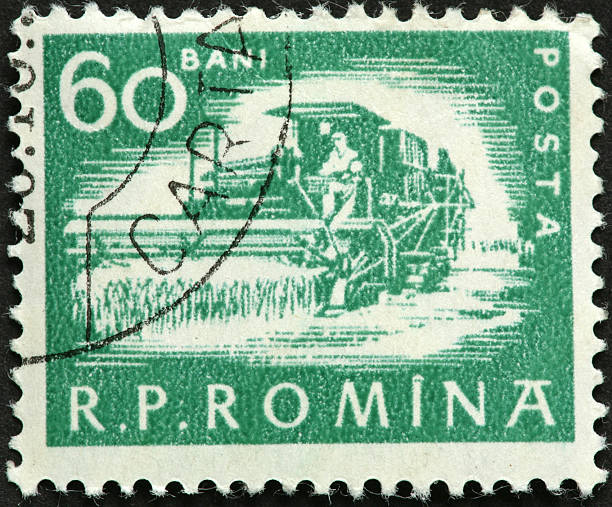 istock Romanian combine harvesting wheat 182354723