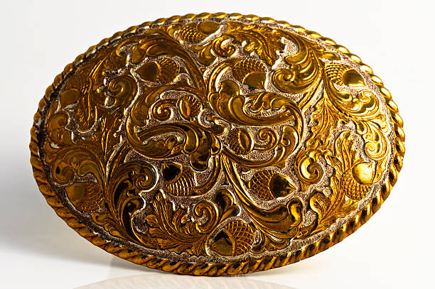 istock Belt buckle large ornate pattern isolated on white 182355084