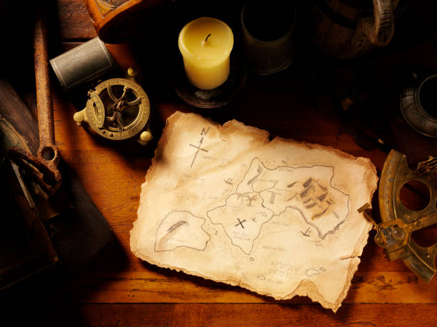 istock Treasure Map and Nautical Equipment 182355575