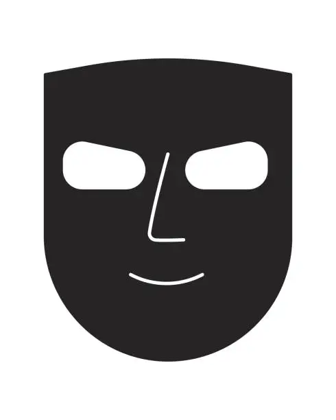 Vector illustration of Mystery mask hide face flat monochrome isolated vector object