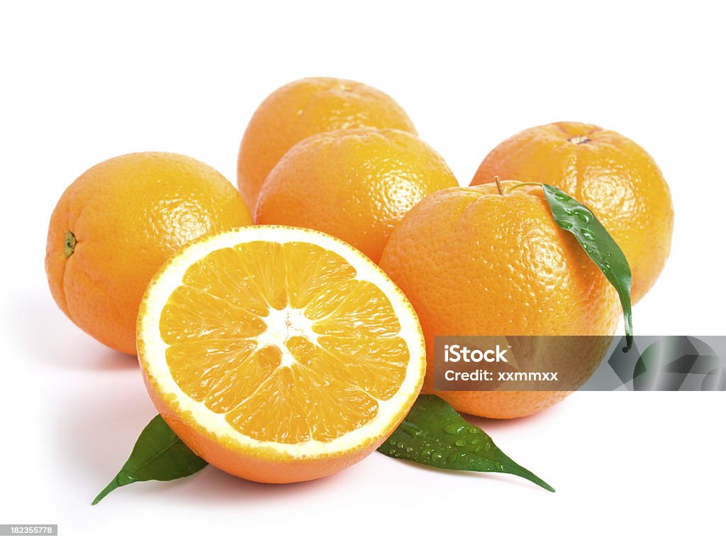 orange shot of fresh orange on white background Orange - Fruit Stock Photo