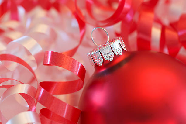 istock Red Christmas Ornament with Ribbons 182355810