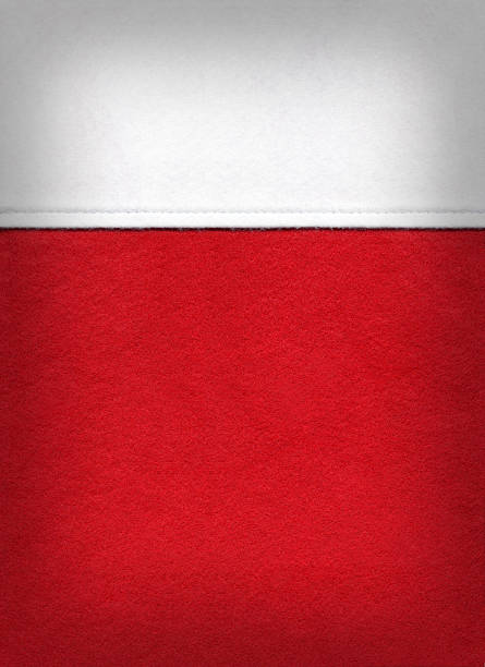 Christmas background with close-up of red and white stocking stock photo