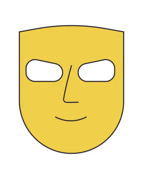 Vector illustration of Mystery mask hide face flat line color isolated vector object