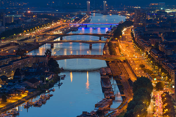 istock Aerial view on Rouen at night 182356849