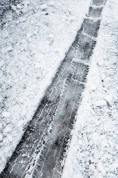 istock Tyre tracks in snow 182356927