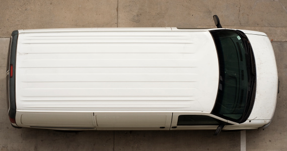 A top view of a white van.