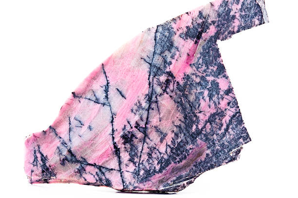 istock Pink marble geology rock isolated on white 182357526