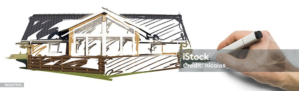 Zeichnen ein Haus - Lizenzfrei Skizze Stock-Foto