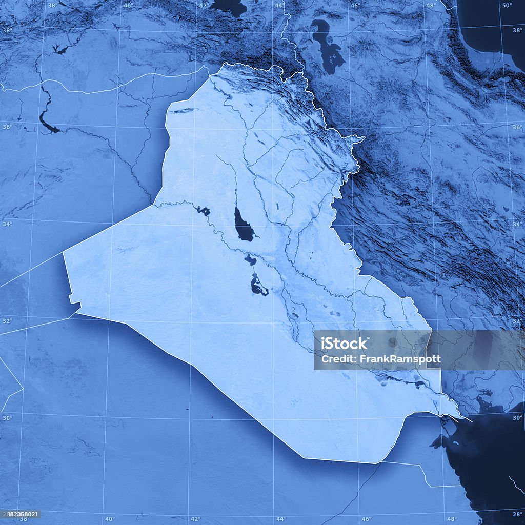 Iraq mappa topografica - Foto stock royalty-free di Iraq