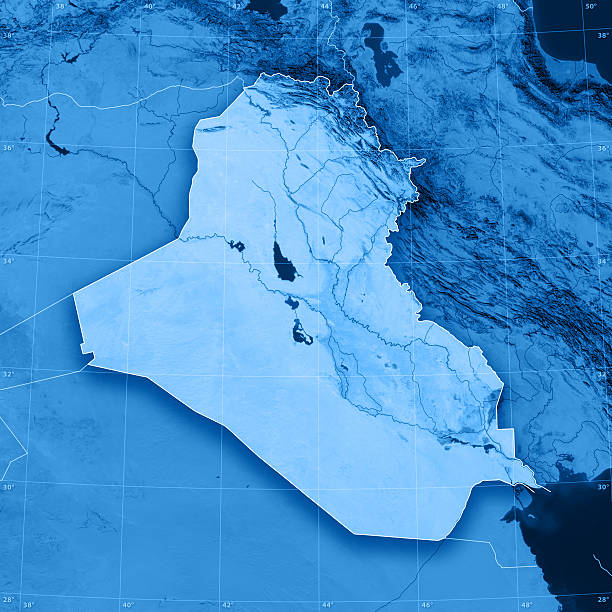 iraq mappa topografica - arabian peninsula immagine foto e immagini stock