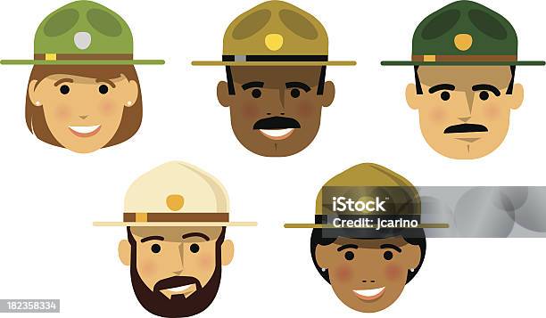 Лес Рейнджерс — стоковая векторная графика и другие изображения на тему Охранник леса - Охранник леса, Шляпа, Национальный парк