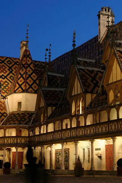 "Tourism in the region of Burgundy, the famous architecture of Beaune."