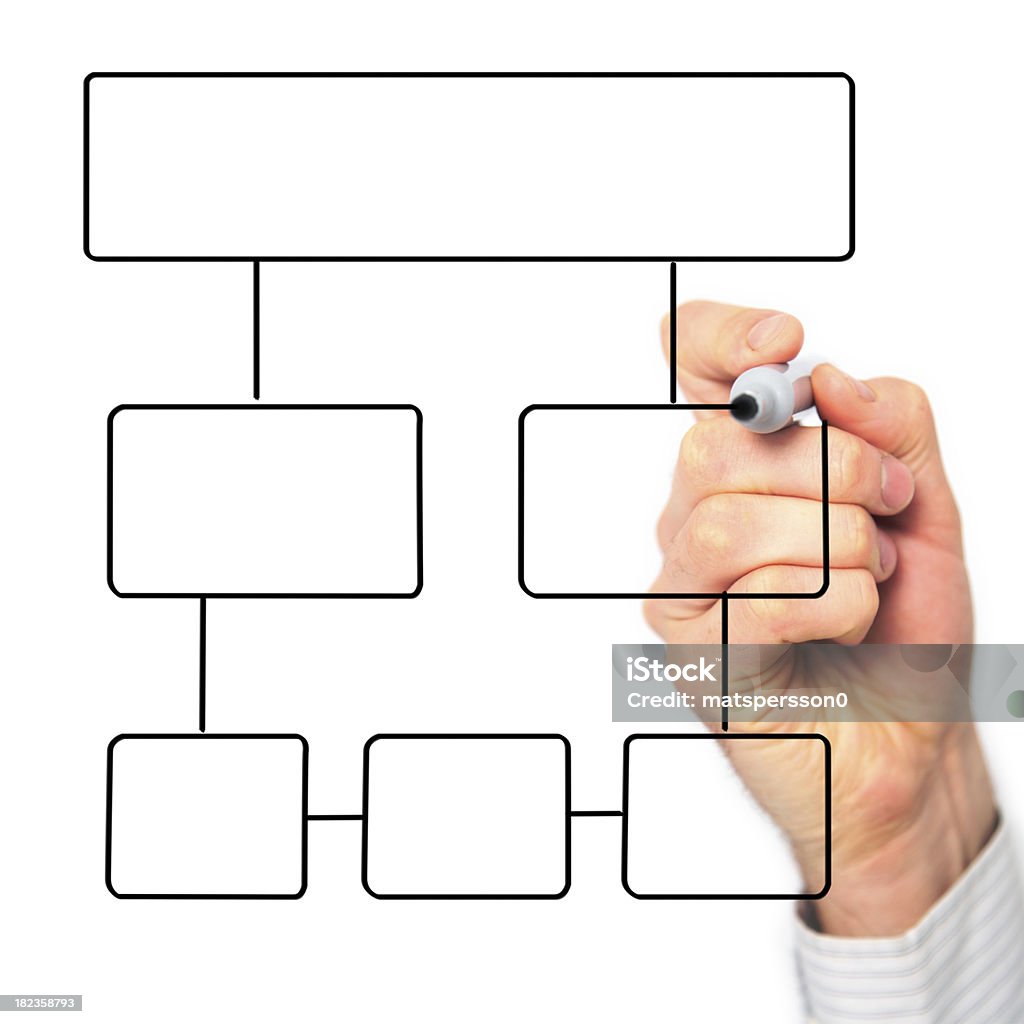 Main dessin graphique-six cabines - Photo de Organigramme libre de droits