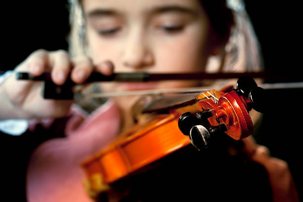 istock Young girl playing violin 182358847