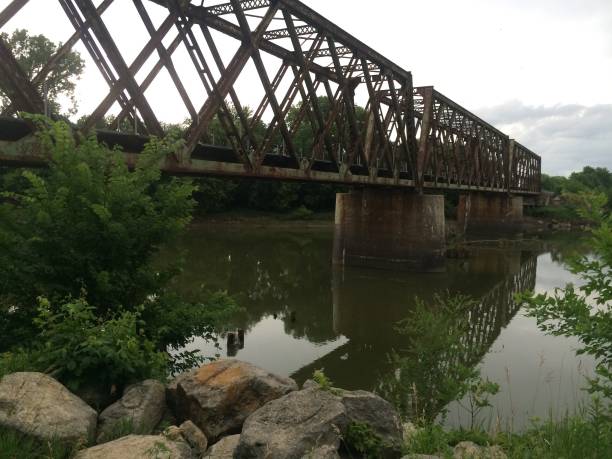 istock Manhattan Rail Bridge with River Reflection in Manhattan, Kansas 1823593060