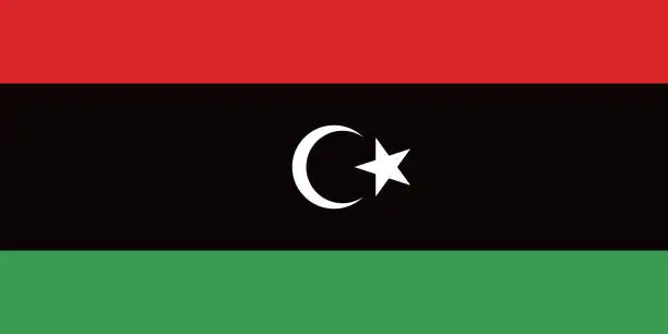 Vector illustration of The flag of Libya. Flag icon. Standard color. Standard size. A rectangular flag. Computer illustration. Digital illustration. Vector illustration.