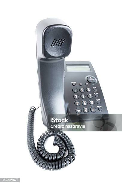Büro Businesstelefon Mit Dem Empfänger Auf Isoliert Weißer Hintergrund Stockfoto und mehr Bilder von Abgehobenes Telefon