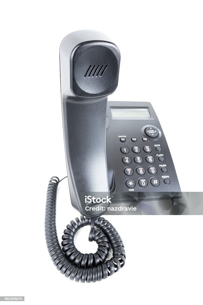 Telefone do escritório com receptor de telefone de negócios, isolado no fundo branco - Foto de stock de Acima royalty-free