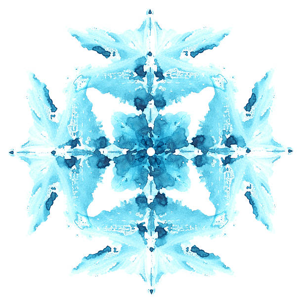 fiocco di neve realizzati con stampa acquarello macchia. - kaleidoscope fractal watercolour paints watercolor painting foto e immagini stock