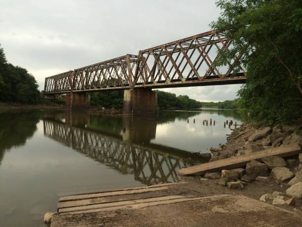 istock Linear Park Boat Ramp and Old Train Bridge in Manhattan, Kansas 1823599207